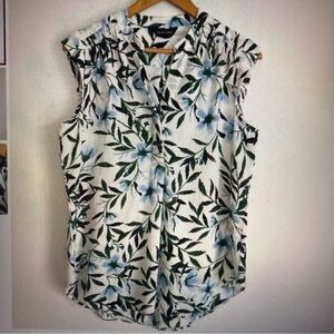 Brody Myles Women Green Leave Print Sleeveless Stretch Pullover Tunic Top Size L